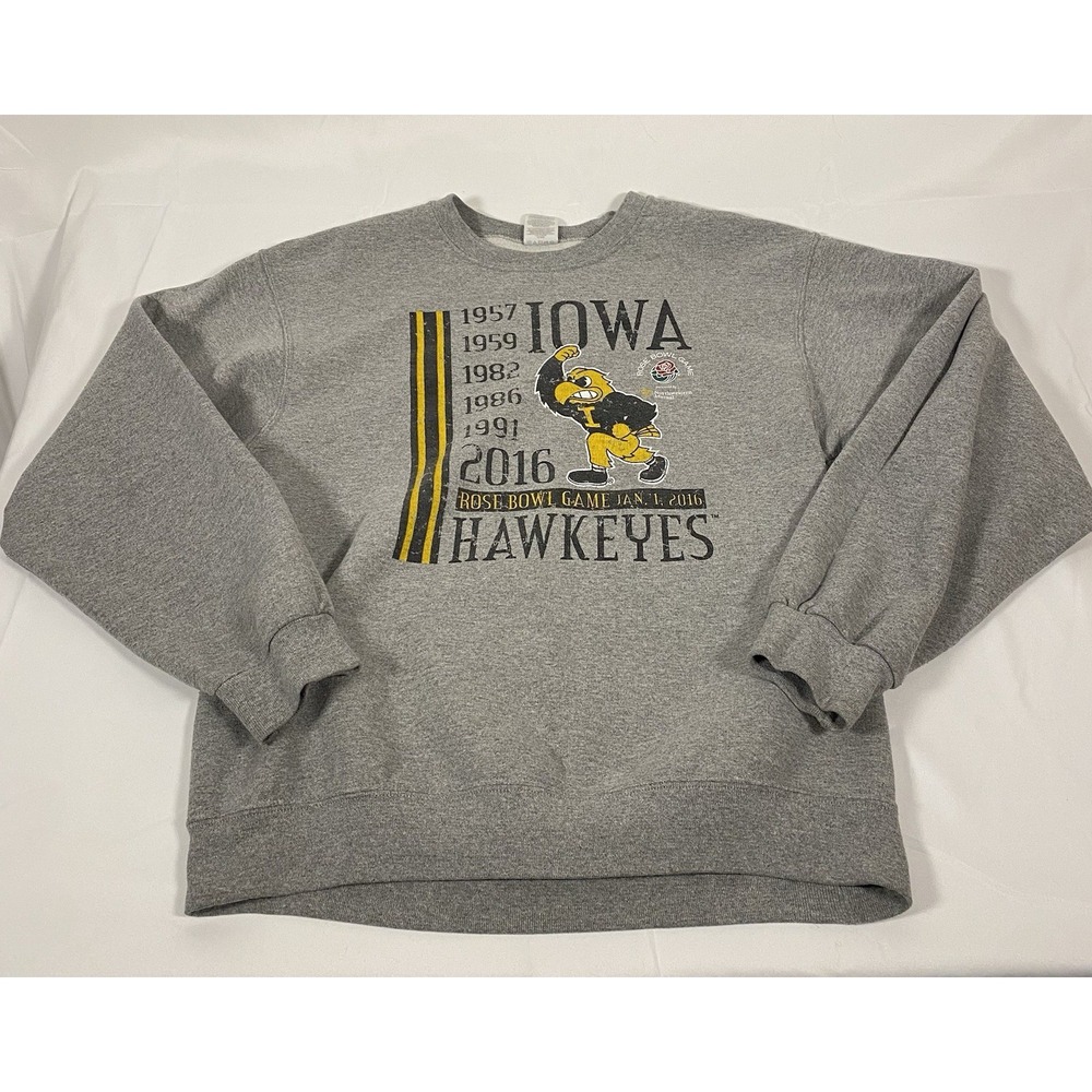 Iowa Hawkeyes Rose Bowl 2016 Crewneck Sweatshirt Gray Men's Medium NCAA